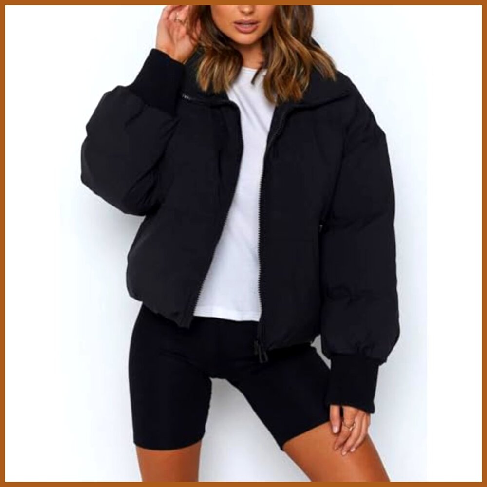 Cropped Puffer Jacket Waterproof Polyester Quilte… - image 3